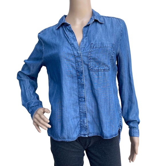 Banana Republic Tops - Banana Republic Women's Button Front Long Sleeves Collared Denim Shirt Size XS